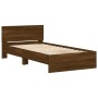 Oak brown engineered wood bed with headboard 100x200 cm by , Beds and slatted bases - Ref: Foro24-838623, Price: 76,58 €, Dis...