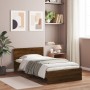 Oak brown engineered wood bed with headboard 100x200 cm by , Beds and slatted bases - Ref: Foro24-838623, Price: 76,58 €, Dis...