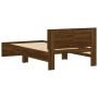 Oak brown engineered wood bed with headboard 100x200 cm by , Beds and slatted bases - Ref: Foro24-838623, Price: 76,58 €, Dis...