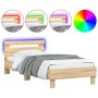 Estructura de cama cabecero luces LED roble Sonoma 90x190 cm de , Camas y somieres - Ref: Foro24-838745, Precio: 90,69 €, Des...