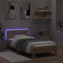 Estructura de cama cabecero luces LED roble Sonoma 90x190 cm de , Camas y somieres - Ref: Foro24-838745, Precio: 90,69 €, Des...