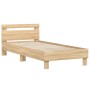 Estructura de cama cabecero luces LED roble Sonoma 90x190 cm de , Camas y somieres - Ref: Foro24-838745, Precio: 90,69 €, Des...