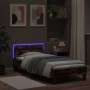 Bed frame headboard LED lights smoked oak 90x190 cm by , Beds and slatted bases - Ref: Foro24-838747, Price: 82,61 €, Discoun...