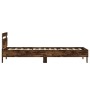 Bed frame headboard LED lights smoked oak 90x190 cm by , Beds and slatted bases - Ref: Foro24-838747, Price: 82,61 €, Discoun...