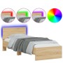 Estructura de cama cabecero luces LED roble Sonoma 90x200 cm de , Camas y somieres - Ref: Foro24-838808, Precio: 110,61 €, De...