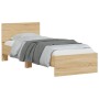 Estructura de cama cabecero luces LED roble Sonoma 90x200 cm de , Camas y somieres - Ref: Foro24-838808, Precio: 110,61 €, De...