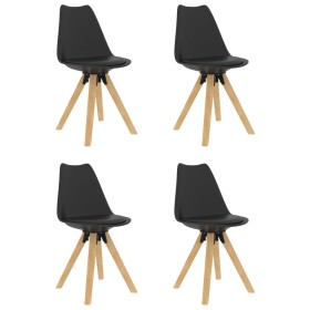 Dining chairs 4 pcs black PP and solid beech wood by , dining chairs - Ref: Foro24-324226, Price: 191,37 €, Discount: %