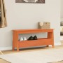 Hallway bench solid wax brown pine wood 100x28x45 cm by , Benches for halls and storage - Ref: Foro24-837384, Price: 52,39 €,...