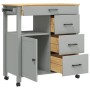 MONZA kitchen cart solid pine wood 84x40x90 cm by , Kitchen and dining carts - Ref: Foro24-376110, Price: 257,81 €, Discount: %