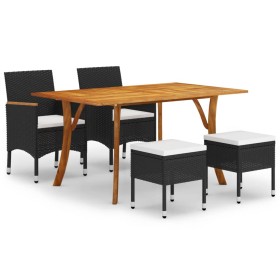 Juego de comedor de jardín de 5 piezas negro de , Conjuntos de jardín - Ref: Foro24-3072121, Precio: 508,93 €, Descuento: %