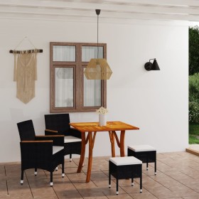 Juego de comedor de jardín de 5 piezas negro de , Conjuntos de jardín - Ref: Foro24-3071865, Precio: 412,42 €, Descuento: %