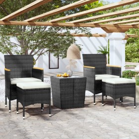 Gartentischstühle 5 Stück synthetisches Rattan schwarz gehärtetes Glas von , Gartensets - Ref: Foro24-3058374, Preis: 278,52 ...