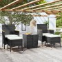 Garden table chairs 5 pieces synthetic rattan black tempered glass by , Garden sets - Ref: Foro24-3058374, Price: 276,97 €, D...