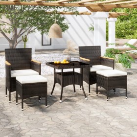 Set comedor jardín 5 pzas ratán sintético vidrio templado negro de , Conjuntos de jardín - Ref: Foro24-3058334, Precio: 334,9...