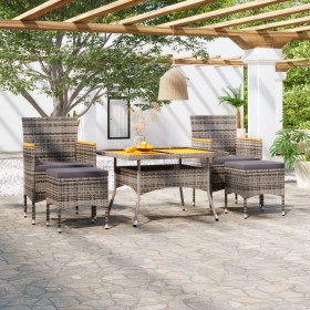 Set de comedor jardín 5 pzas ratán sintético madera acacia gris de , Conjuntos de jardín - Ref: Foro24-3058357, Precio: 526,9...