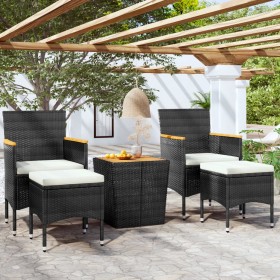 Garden table and chairs 5 pieces synthetic rattan black acacia wood by , Garden sets - Ref: Foro24-3058376, Price: 265,99 €, ...