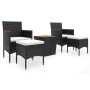 Garden table and chairs 5 pieces synthetic rattan black acacia wood by , Garden sets - Ref: Foro24-3058376, Price: 265,99 €, ...