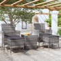 Garden table chairs 5 pieces synthetic rattan gray tempered glass by , Garden sets - Ref: Foro24-3058369, Price: 189,34 €, Di...