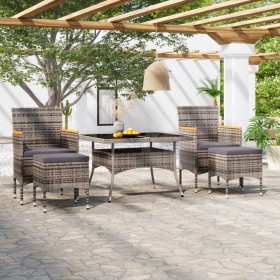 Garden dining set 5 pieces synthetic rattan gray tempered glass by , Garden sets - Ref: Foro24-3058355, Price: 569,08 €, Disc...