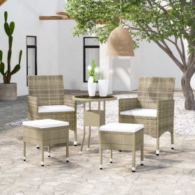 5-teiliges Gartenmöbel-Set aus synthetischem Rattan in Beige von , Gartensets - Ref: Foro24-3058470, Preis: 248,66 €, Rabatt: %