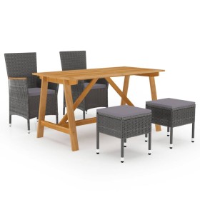 Juego de comedor de jardín de 5 piezas gris de , Conjuntos de jardín - Ref: Foro24-3068748, Precio: 371,63 €, Descuento: %