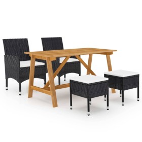 Juego de comedor de jardín de 5 piezas negro de , Conjuntos de jardín - Ref: Foro24-3068743, Precio: 358,62 €, Descuento: %