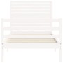 White solid wood bed frame with headboard 100x200 cm by , Beds and slatted bases - Ref: Foro24-3195017, Price: 143,34 €, Disc...