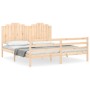 Double bed frame with solid wood headboard by , Beds and slatted bases - Ref: Foro24-3194196, Price: 181,99 €, Discount: %