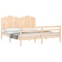 Double bed frame with solid wood headboard by , Beds and slatted bases - Ref: Foro24-3194196, Price: 181,99 €, Discount: %