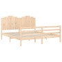 Double bed frame with solid wood headboard by , Beds and slatted bases - Ref: Foro24-3194196, Price: 181,99 €, Discount: %