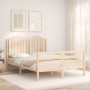 Double bed frame with solid wood headboard by , Beds and slatted bases - Ref: Foro24-3194156, Price: 144,49 €, Discount: %