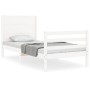 White solid wood bed frame with headboard 100x200 cm by , Beds and slatted bases - Ref: Foro24-3194627, Price: 134,24 €, Disc...