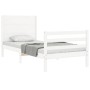 White solid wood bed frame with headboard 100x200 cm by , Beds and slatted bases - Ref: Foro24-3194627, Price: 134,24 €, Disc...