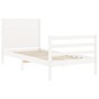 White solid wood bed frame with headboard 100x200 cm by , Beds and slatted bases - Ref: Foro24-3194627, Price: 134,24 €, Disc...