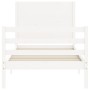 White solid wood bed frame with headboard 100x200 cm by , Beds and slatted bases - Ref: Foro24-3194627, Price: 134,24 €, Disc...