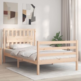 Bed frame with solid wood headboard 100x200 cm by , Beds and slatted bases - Ref: Foro24-3194301, Price: 113,47 €, Discount: %