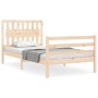 Estructura de cama con cabecero madera maciza 100x200 cm de , Camas y somieres - Ref: Foro24-3194301, Precio: 107,99 €, Descu...