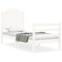 Single bed frame with white solid wood headboard by , Beds and slatted bases - Ref: Foro24-3194142, Price: 116,55 €, Discount: %