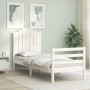 Single bed frame with white solid wood headboard by , Beds and slatted bases - Ref: Foro24-3194142, Price: 116,55 €, Discount: %