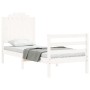 Single bed frame with white solid wood headboard by , Beds and slatted bases - Ref: Foro24-3194142, Price: 116,55 €, Discount: %