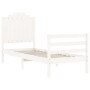 Single bed frame with white solid wood headboard by , Beds and slatted bases - Ref: Foro24-3194142, Price: 116,55 €, Discount: %