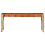 Banco de cuero auténtico marrón y madera de mango maciza 110 cm de , Bancos de comedor y cocina - Ref: Foro24-321833, Precio:...