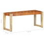 Banco de cuero auténtico marrón y madera de mango maciza 110 cm de , Bancos de comedor y cocina - Ref: Foro24-321833, Precio:...