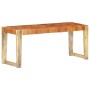 Banco de cuero auténtico marrón y madera de mango maciza 110 cm de , Bancos de comedor y cocina - Ref: Foro24-321833, Precio:...