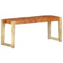 Banco de cuero auténtico marrón y madera de mango maciza 110 cm de , Bancos de comedor y cocina - Ref: Foro24-321833, Precio:...