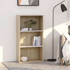 3-tier white oak plywood shelf 60x30x114cm by , Bookcases and shelves - Ref: Foro24-800977, Price: 74,81 €, Discount: %