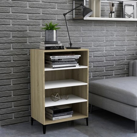 White plywood and Sonoma oak sideboard 57x35x90 cm by , Sideboards - Ref: Foro24-806135, Price: 58,67 €, Discount: %