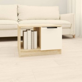 Mesa de centro madera contrachapada blanco y roble 50x50x36 cm de , Mesas de centro - Ref: Foro24-811345, Precio: 62,73 €, De...