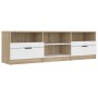 White and oak plywood TV cabinet 150x33.5x45 cm by , TV Furniture - Ref: Foro24-811462, Price: 114,41 €, Discount: %