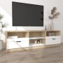 White and oak plywood TV cabinet 150x33.5x45 cm by , TV Furniture - Ref: Foro24-811462, Price: 114,41 €, Discount: %